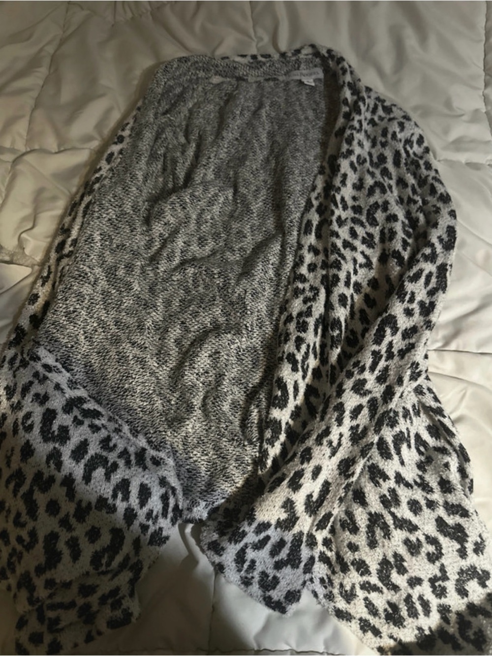 Kim Rogers Black & White Leopard Open-Front Cardigan